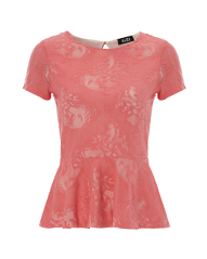 G21 Lace Peplum Top - Coral